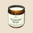 Load image into Gallery viewer, Candle in a glass jar labeled 'Alume Cranberry Crush' on a white background