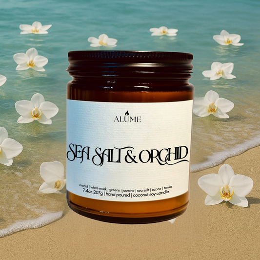 Sea Salt and Orchid | 7.4 oz Candle Alume