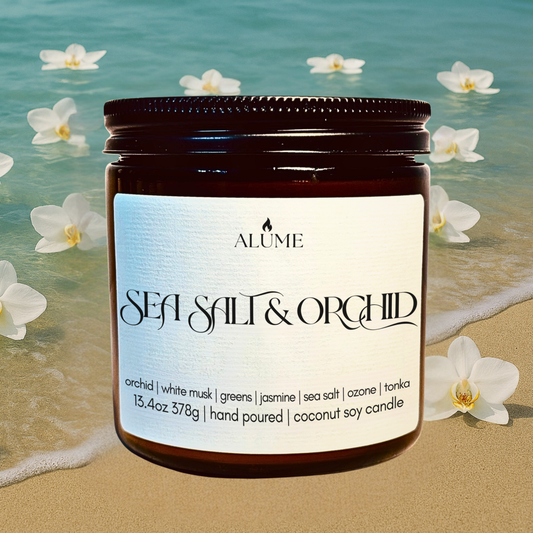 Sea Salt and Orchid | 13.4 oz Candle Alume