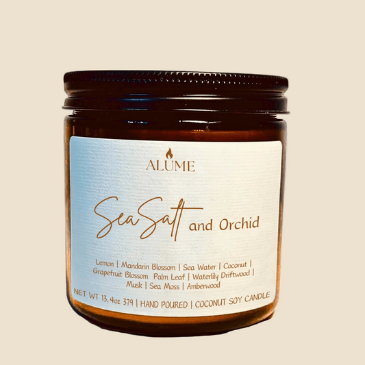 Sea Salt and Orchid | 13.4 oz Candle Alume